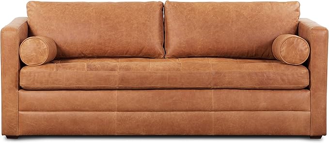 POLY & BARK Napa 82" Pull-Out Convertible Sleeper Sofa in Full-Grain - Image 4