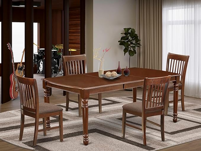 East West Furniture DONO5-MAH-C 5 Piece Dinette Set - Image 2
