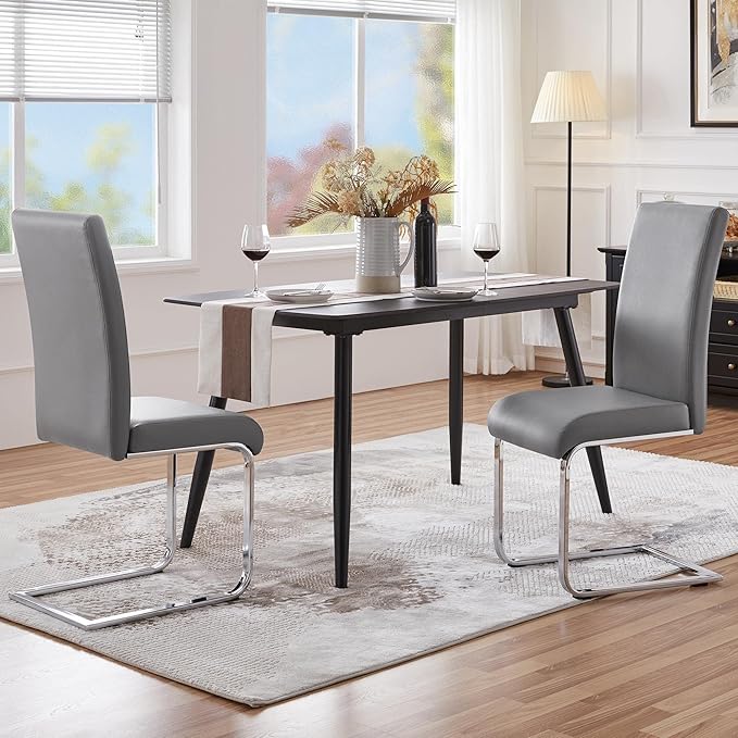 Yaheetech Dining Chairs Set of 2 Modern Faux Leather Upholstered Dining Room - Image 2