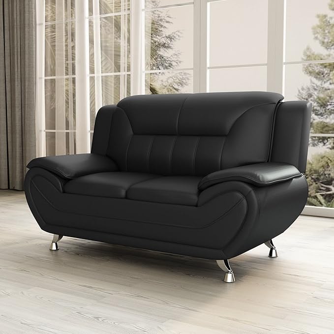 Container Furniture Direct Michael Modern Faux Leather Upholstered Stainless - Image 9