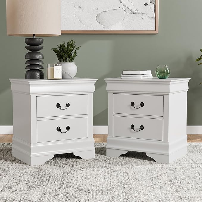 Furniture of America Arabella Traditional Solid Wood Nightstands Set of 2 - Image 2