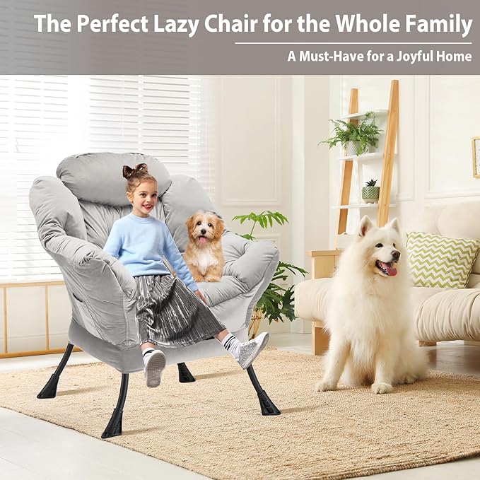 Lazy Chair Thick Padded, Comfy Velvet Accent Lounge Chair - Image 4