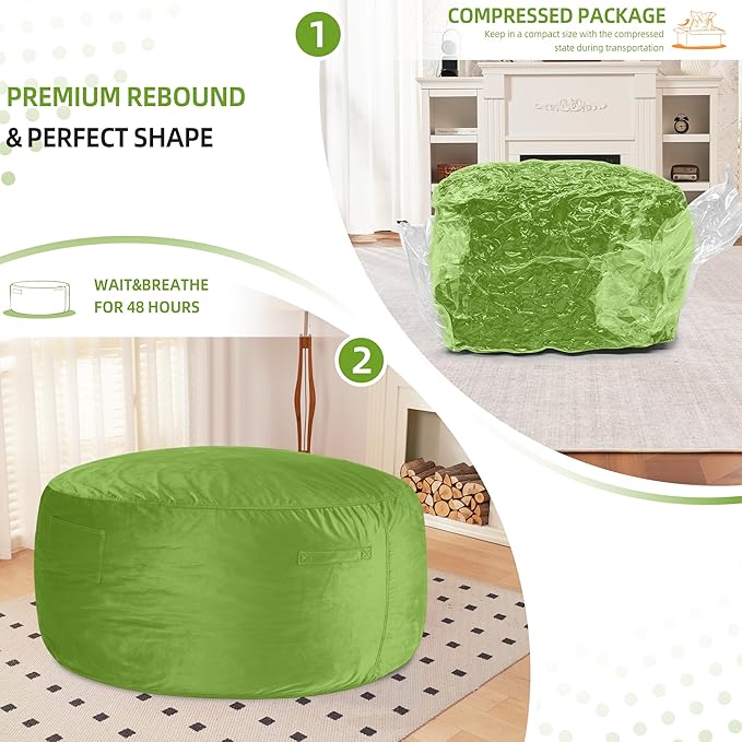 HABUTWAY Bean Bag Chair 3Ft Luxurious Velvet Ultra Soft Fur - Image 7