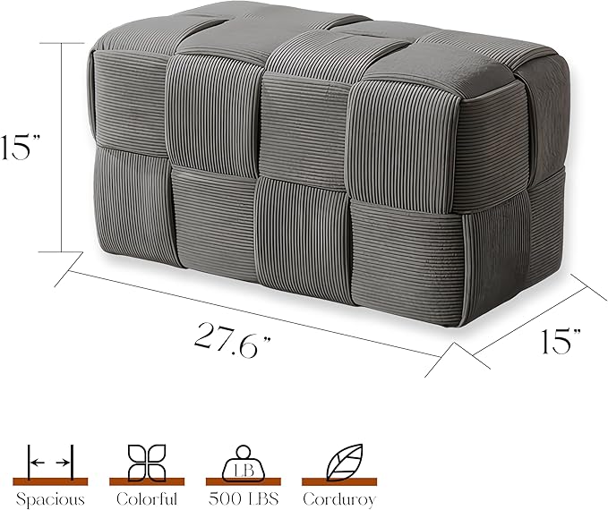 Ottoman Foot Rest Soft and Comfortable Ottoman Square Corduroy Woven Design - Image 3