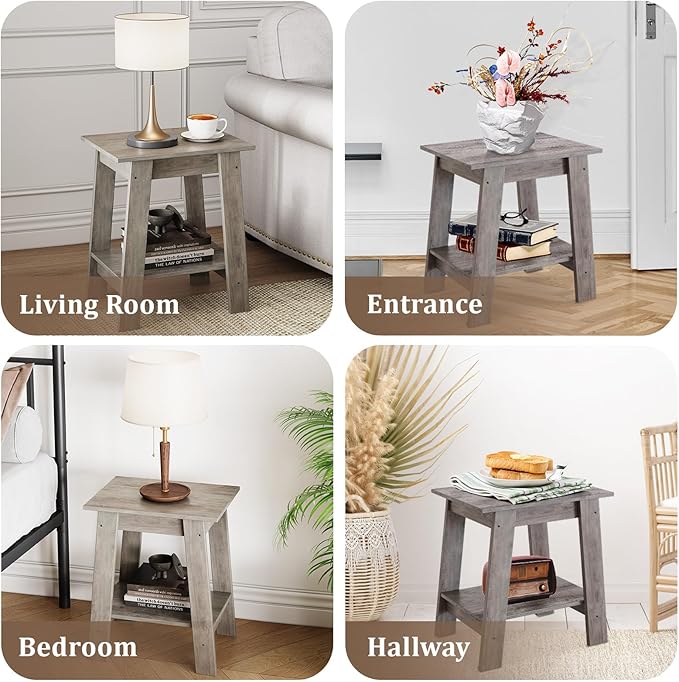 End Table, Side Table with 2-Tier Storage Shelf, Sofa Table - Image 5