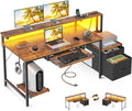 AODK Computer Desk with Drawers and Keyboard Tray, Reversible Study Work Desk by AODK