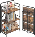 4NM No Assembly Folding Bookshelf 3 Tiers Vintage Industrial Black Book Shelf by 4NM