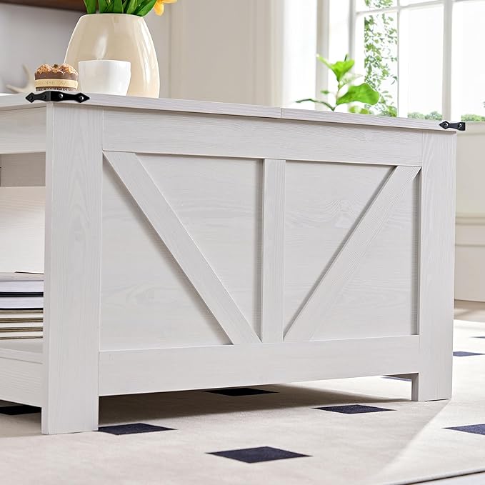 Farmhouse Coffee Table for Living Room, Wood Square Coffee Tables, 31.5" W x - Image 6