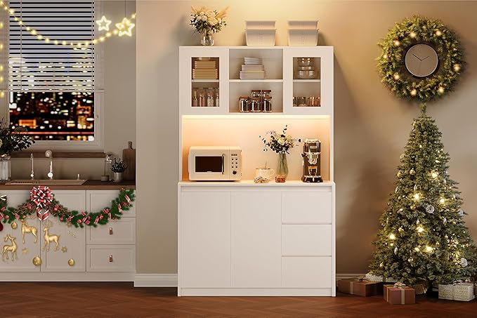 Garvee Kitchen Pantry Cabinet, Kitchen Storage Hutch - Image 7