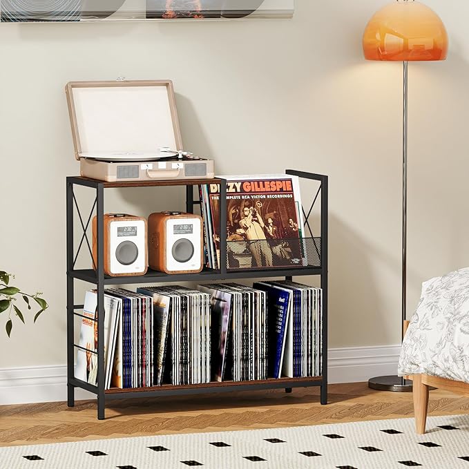 Snughome Large Vinyl Record Player Stand, Holds Up to 300 Albums, Wooden Record - Image 2