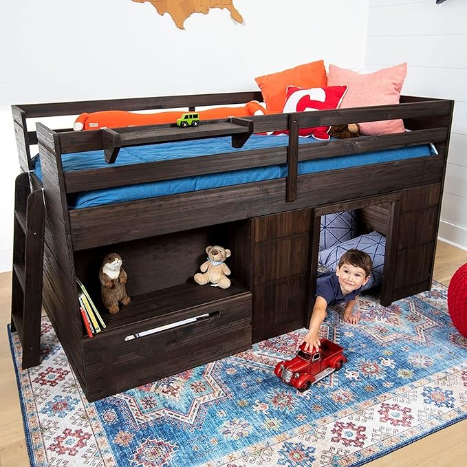 Max & Lily Loft Bed Twin Size, Solid Wood Low Loft Bed - Image 5