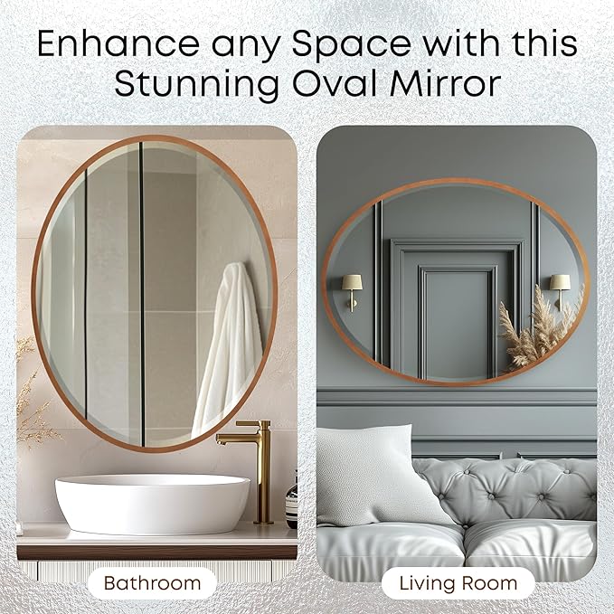 OVALCREST - Oval Wooden Beveled Wall Mirror - Image 7