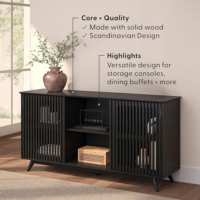 Plank+Beam Mid-Century Modern Wood TV Stand, Solid Wood Entertainment Console - Image 4