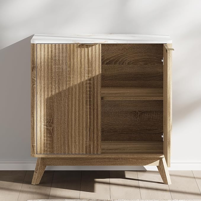Buffet Cabinet with Storage, Fluted Multifunctional Storage Cabinet with 2 Doors - Image 7