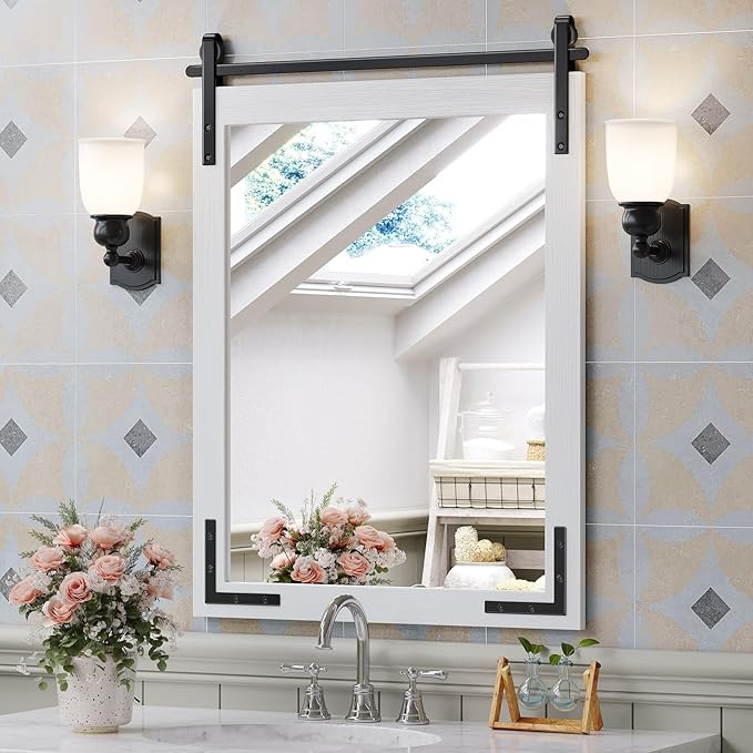 Farmhouse Bathroom Mirror 24x32 Inch, Rectangle Wall Decorative Mirrors by Mestikits