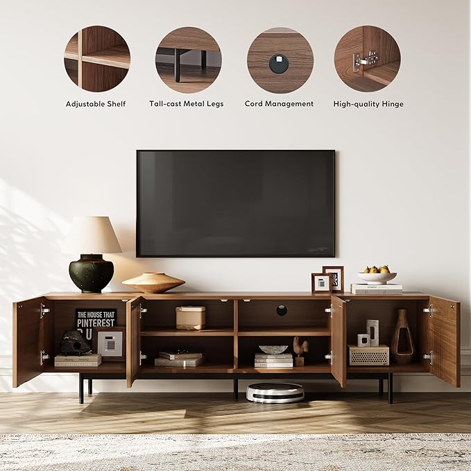 POVISON Full Assembled Mid-Century Modern TV Stand - Image 6
