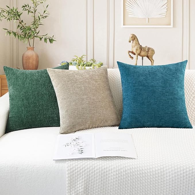 CaliTime Throw Pillow Covers Decorative 22 X 22 Inches Pack of 2 Cozy Chenille - Image 5