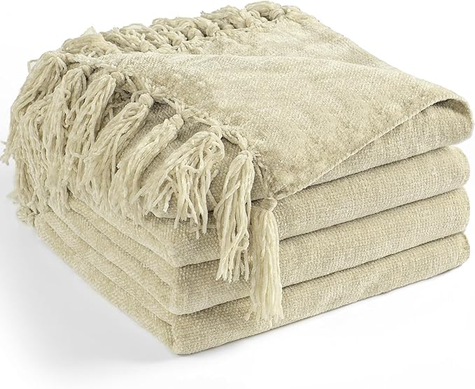 Chenille Throw Blanket for Couch 60"X 80" Twin, Soft Cozy Throws by LONGCREATE