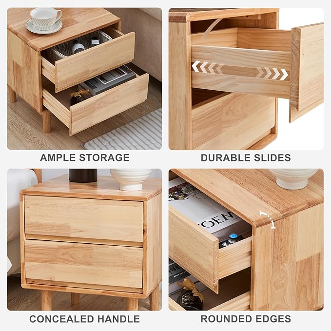 Uniclinens Nightstand with 2 Drawers Storage, Sofa Side Table End Tables Living - Image 3