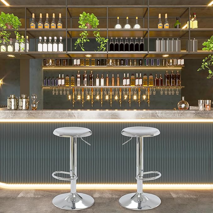 CAROLMADE Bar Stools Set of 2, Adjustable Metal Bar stools Swivel Counter - Image 8