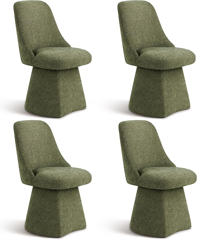 Swivel Dining Chair Mid Century Modern DeskChair High Back Upholstered Linen by Kislot