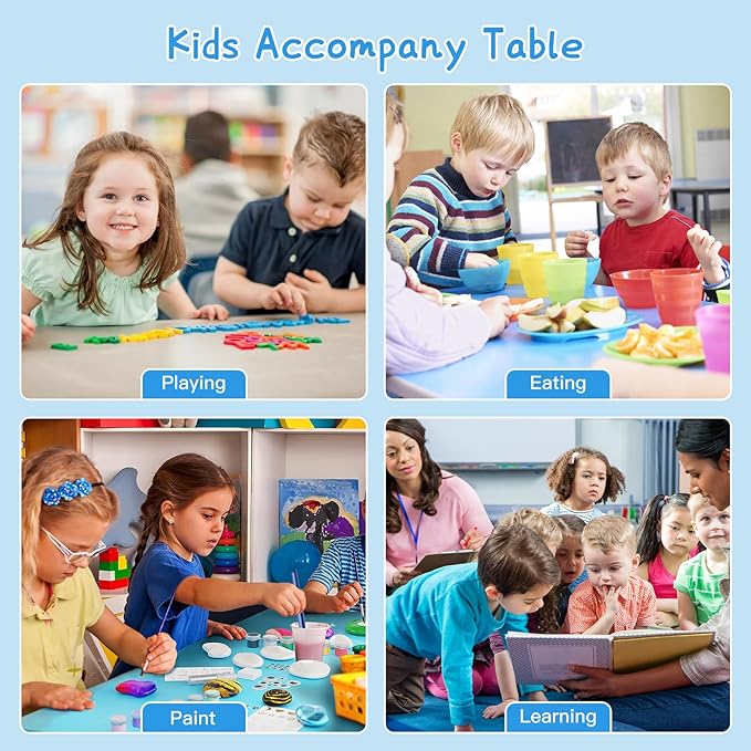 Kids Table and 2 Chairs Set，Height Adjustable Children Table & Chair，Toddlers - Image 5