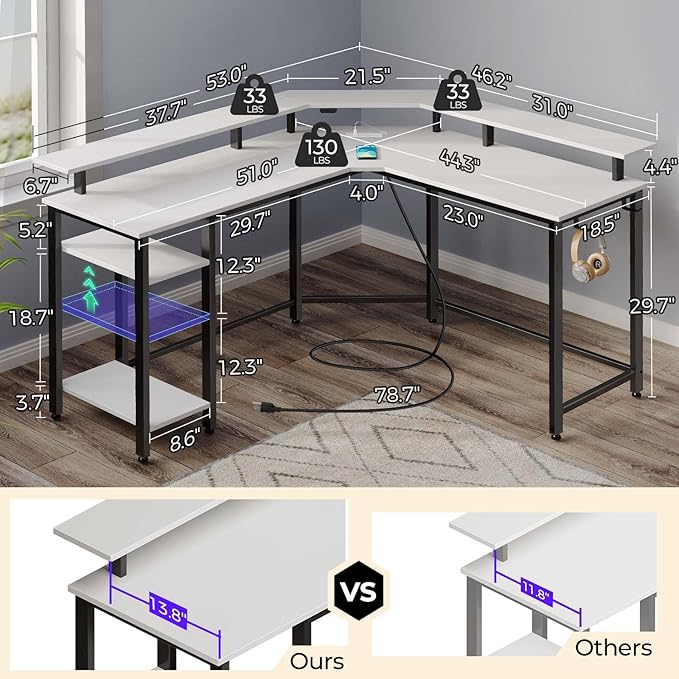 Rolanstar L Shaped Gaming Desk - Image 3