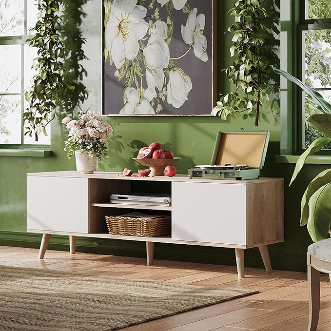WLIVE TV Stand for 55 60 inch TV, Boho Entertainment Center - Image 2