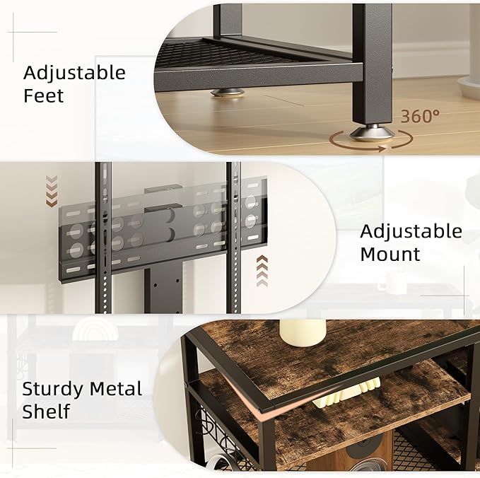 VECELO 63" TV Stand with Mount and Power Outlets, Entertainment Center Console - Image 7