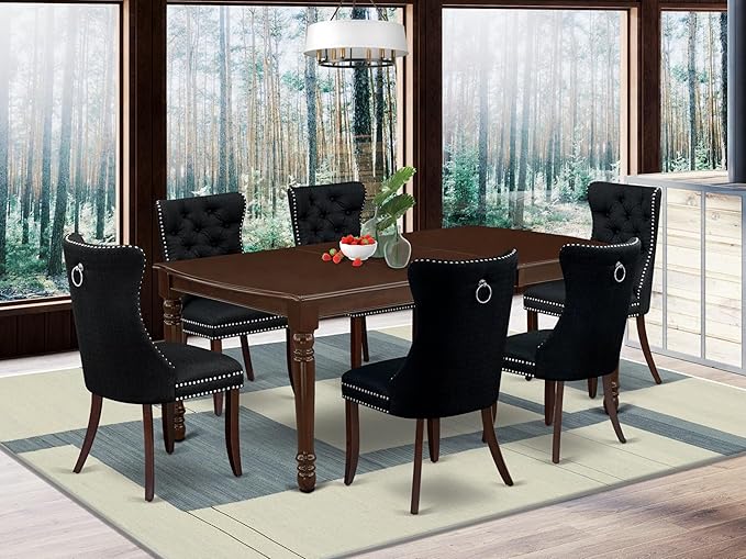 East West Furniture DODA7-MAH-24 7 Piece Dining Room Set Includes a Rectangle - Image 2