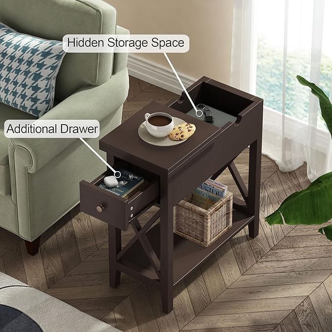 ChooChoo End Table, MDF Material Flip Top Narrow End Table - Image 4