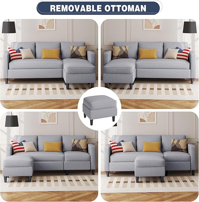 Small Sectional Sofa Couch, 3 Seat L Shaped Couches - Image 5