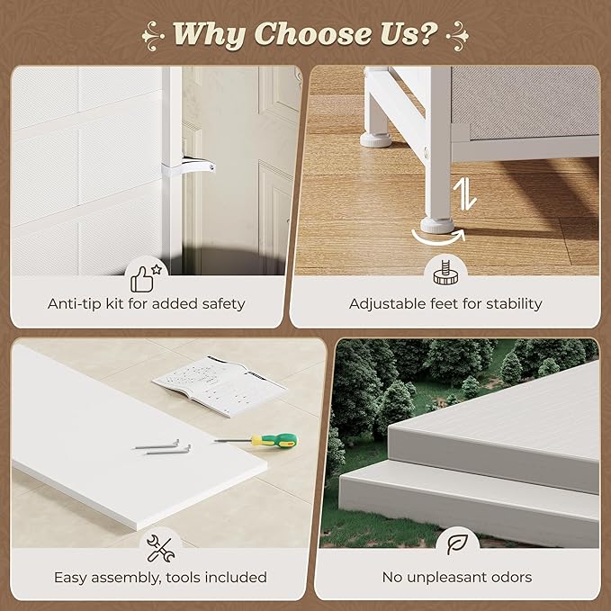 Huuger 70 Inch White Dresser for Bedroom, TV Stand for 65, 80 Inch TV, 13 - Image 9