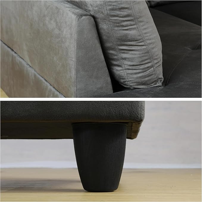 L-Shaped Sectional Sofa with Ottoman, Right-Facing Modern Microfiber Couch - Image 6