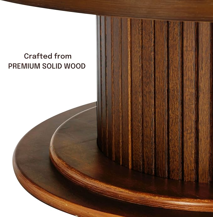 NTC 40 Inch Summit Modern Classic Tambour Wooden Round Coffee Table – - Image 4