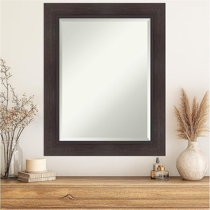 Amanti Art Brown Wall Mirror 30x24 Sloped Espresso Rectangle Bathroom Mirror - Image 4