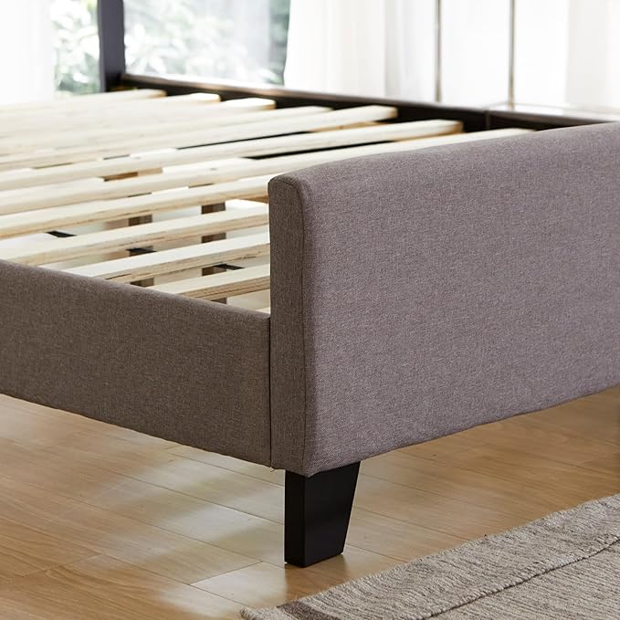 Livinia Amelia Queen Size Platform Bed, Fabric Upholstered Queen Bed Frame - Image 6