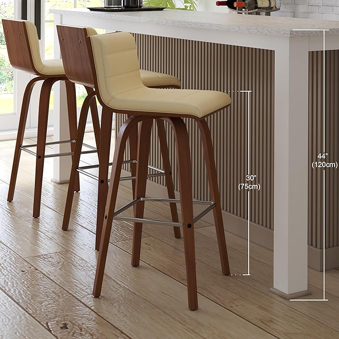 Vienna 30" Swivel Bar Stool in Walnut Wood Finish - Image 15