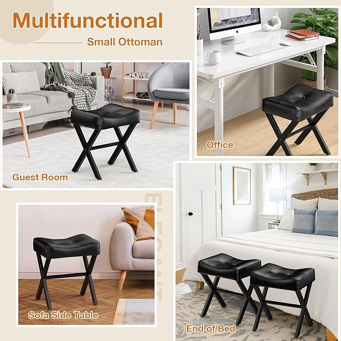 18-Inch Leather Vanity Stool Chair, Vanity Bench - Image 8