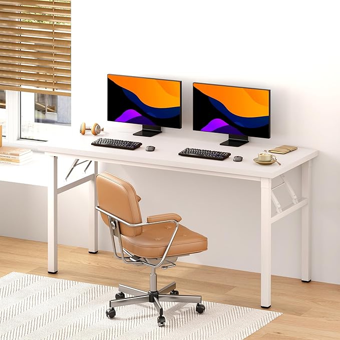 DlandHome Large Computer Desk, Folding Desk, Decent and Steady Home Office - Image 2