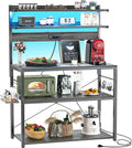 Aheaplus Bakers Rack with Power Outlet, Microwave Stand, 5 Tiers Coffee Bar by Aheaplus