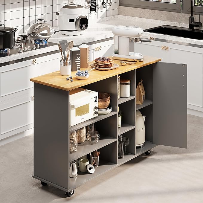 Shintenchi 47”W Kitchen Storage Island Cart - Image 7