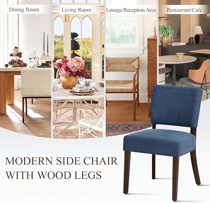 COLAMY Mid Century Modern Dining Chairs Set of 2, Upholstered Kitchen Chairs - Image 5