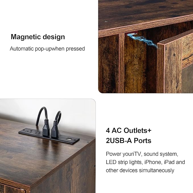 VECELO LED TV Stand for Televisions up to 70 Inchs Modern Entertainment Center - Image 5