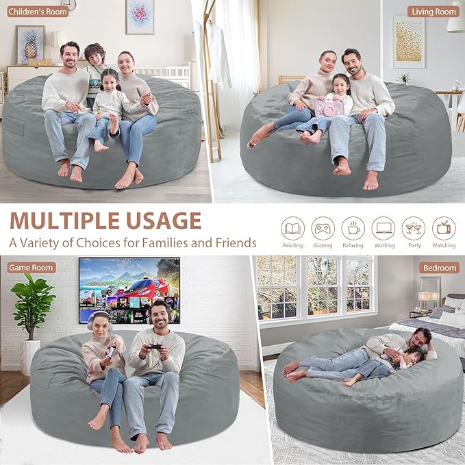 6FT Bean Bag Chair, Large Bean Bag Chairs - Image 5