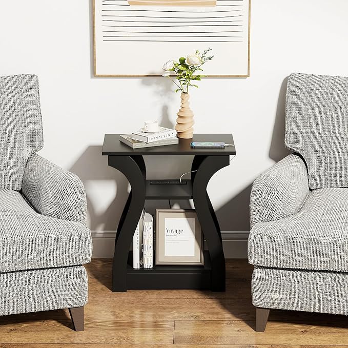 End Table with Charging Station, Side Table with USB Ports and Outlets - Image 3