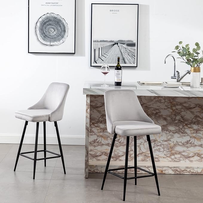 BTEXPERT® Set of 2, Premium upholstered Dining 25" High Counter Back Stool Bar - Image 2