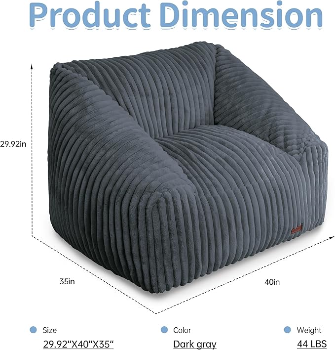 HABUTWAY Bean Bag Chair, Giant Bean Bag Chairs - Image 2