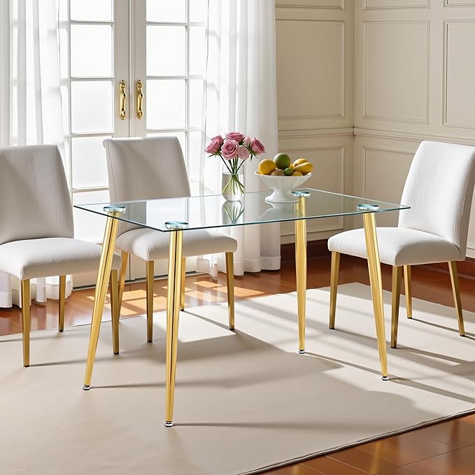 Dining Table for 6 Kitchen Table 47.2" Rectangular Modern Glass Dining Table - Image 4