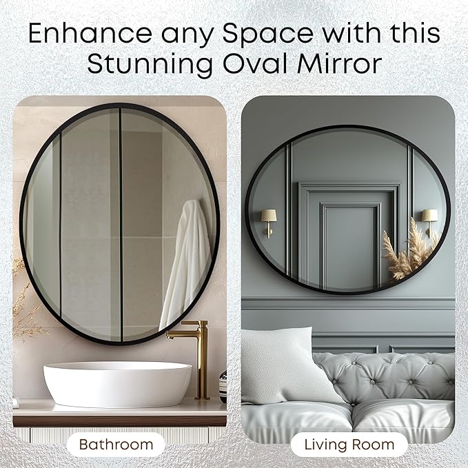 OVALCREST - Oval Wooden Beveled Wall Mirror - Image 7